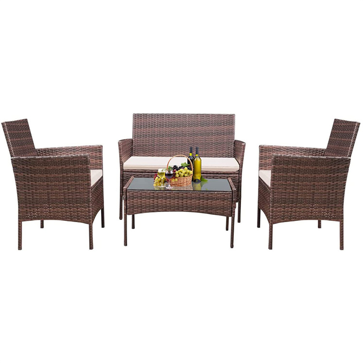 4PCS रतन पॅटिओ फर्निचर सेट